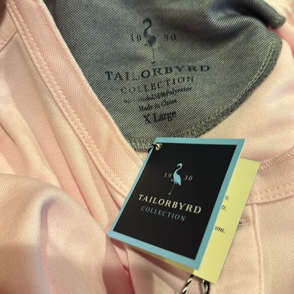 Tailorbyrd pink pique short sleeve henley. Soft stretch modal/polyester. XL - Picture 5 of 6